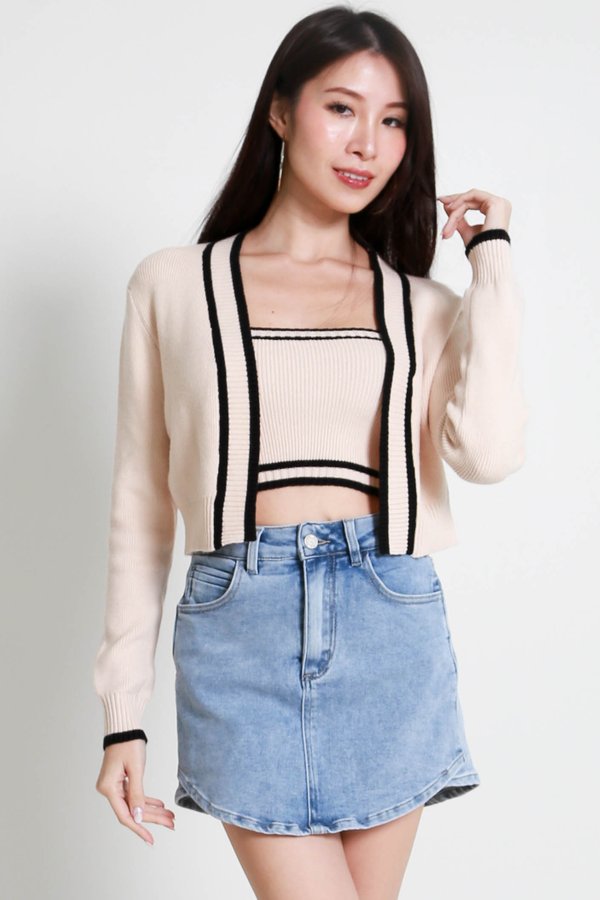 Eleanor Contrast Knit Set (Cream)
