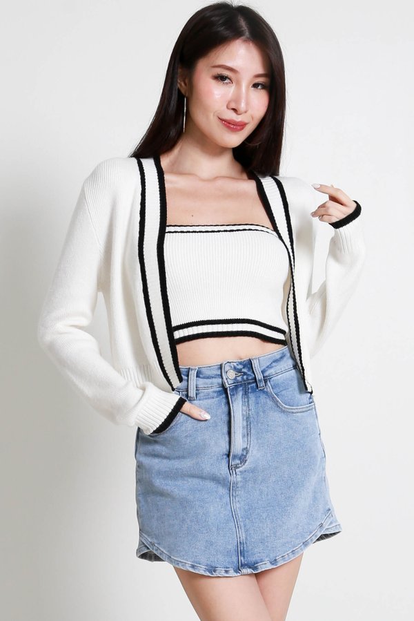 Eleanor Contrast Knit Set (White)