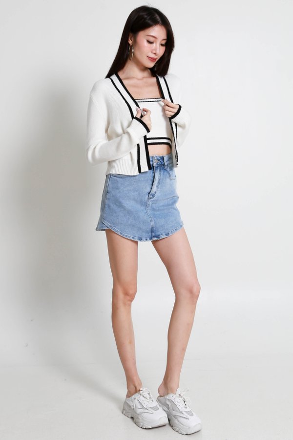 Eleanor Contrast Knit Set (White)