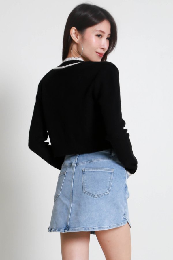 Eleanor Contrast Knit Set (Black)
