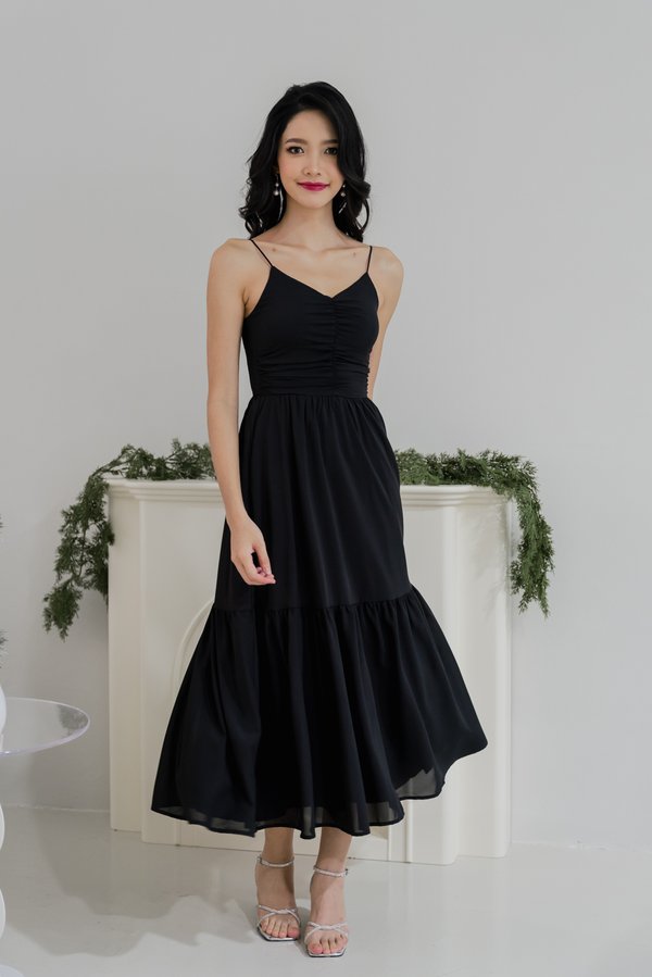 Adeline V Neck Dress (Black)