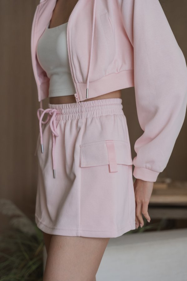Axton Drawstring Cargo Skorts (Baby Pink)