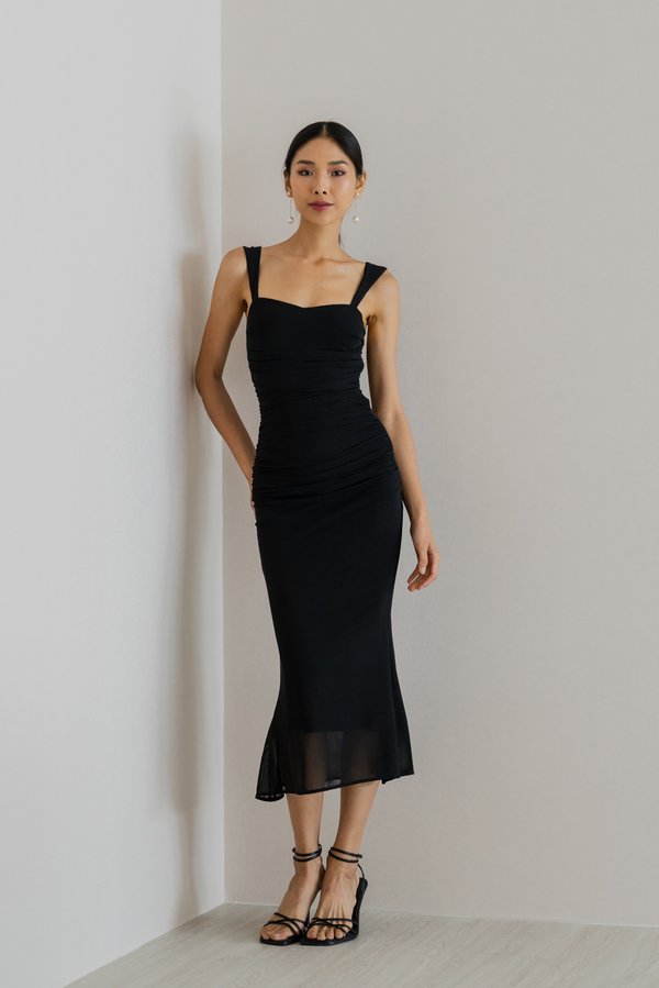Erna Mesh Padded Dress (Black)