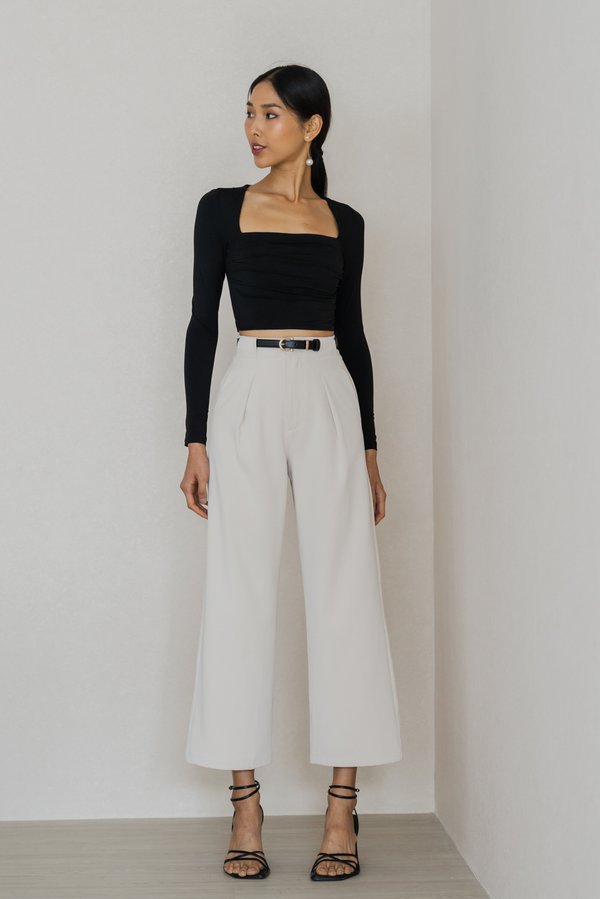 Wanda Straight Cut Belted Pants (Ivory)