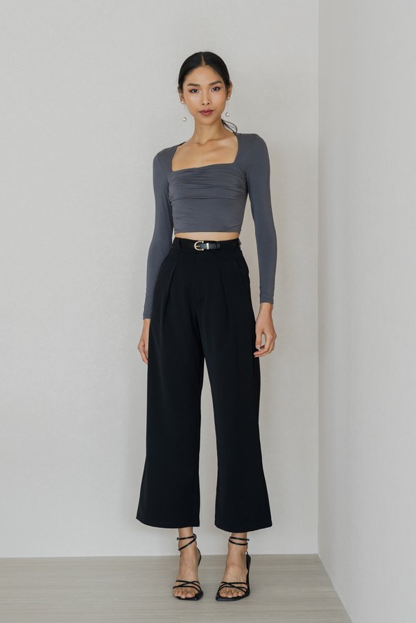 Wanda Straight Cut Belted Pants (Black)