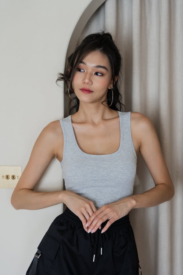*Lite* Drea Padded Tank Top (Heather Grey)