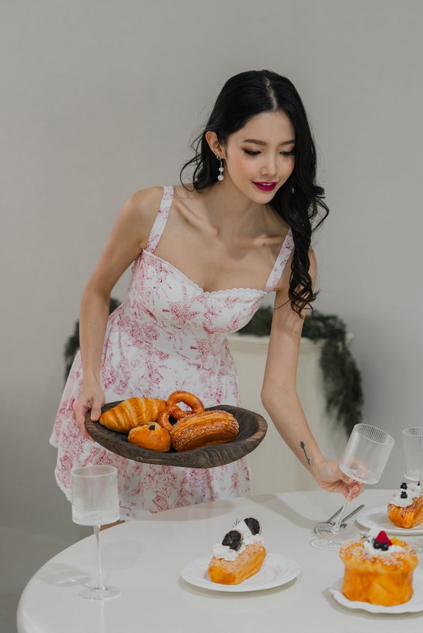 Seona Lace Padded Romper Dress (Pink Floral)