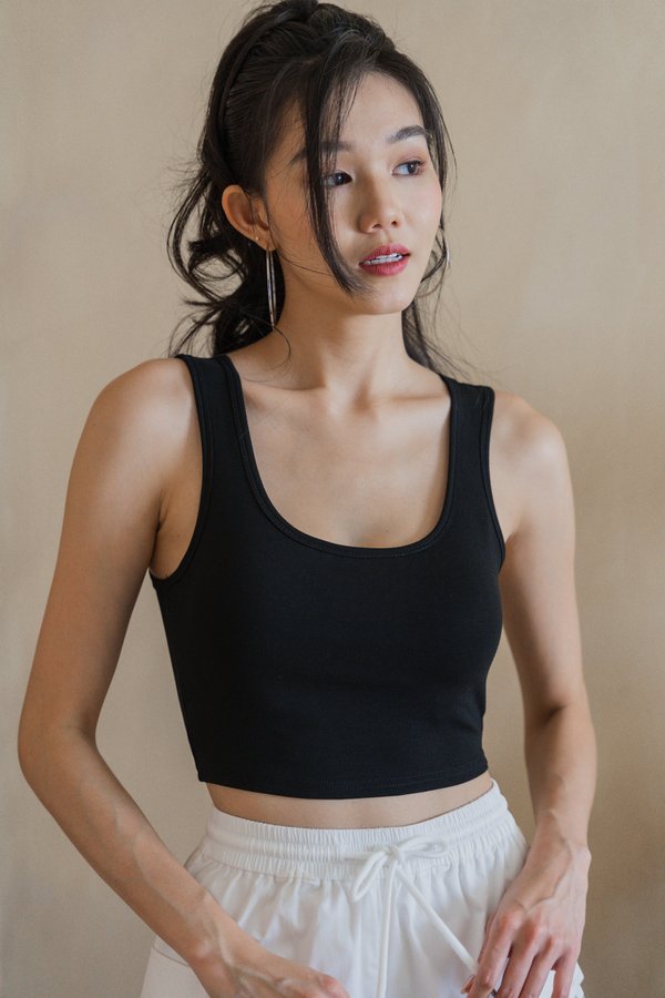 *Lite* Drea Padded Tank Top (Black)