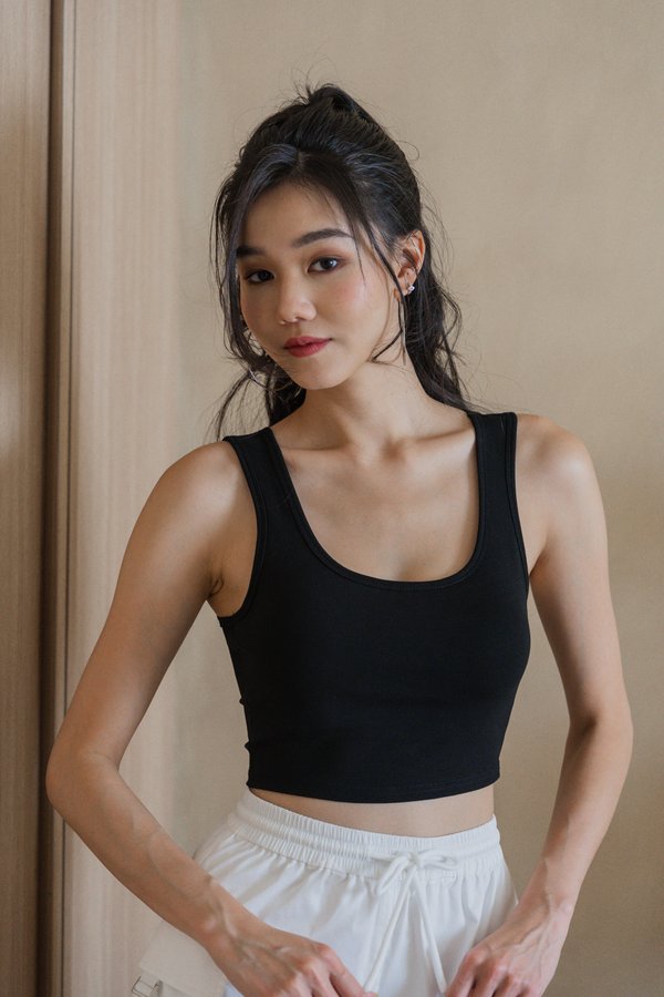 *Lite* Drea Padded Tank Top (Black)