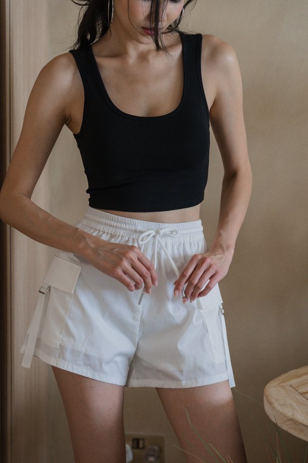 Everlie Parachute Shorts (White)