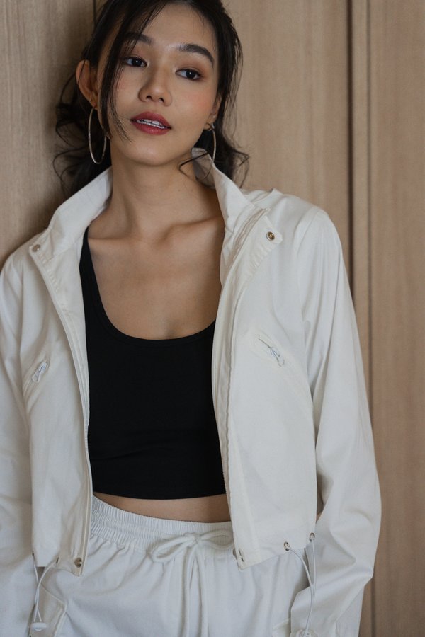 Everlynn Parachute Hoodie Jacket (White)