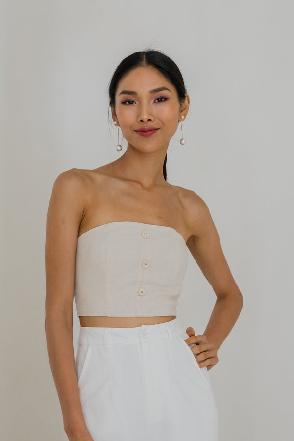 Hana Linen Padded Top (Cream) Hana Linen Padded Top (Cream)