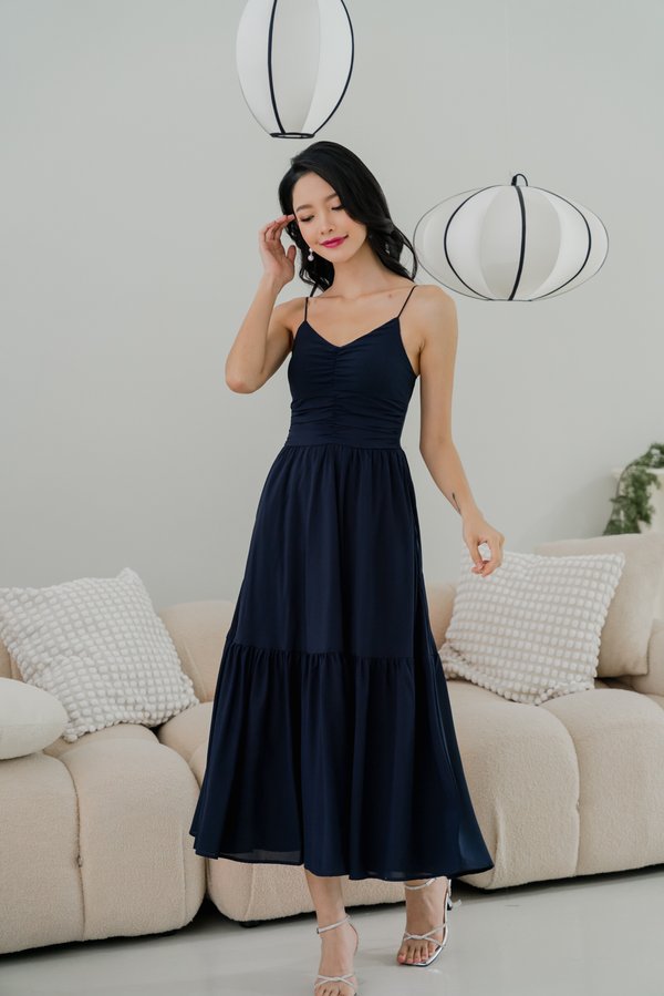 Adeline V Neck Dress (Midnight)