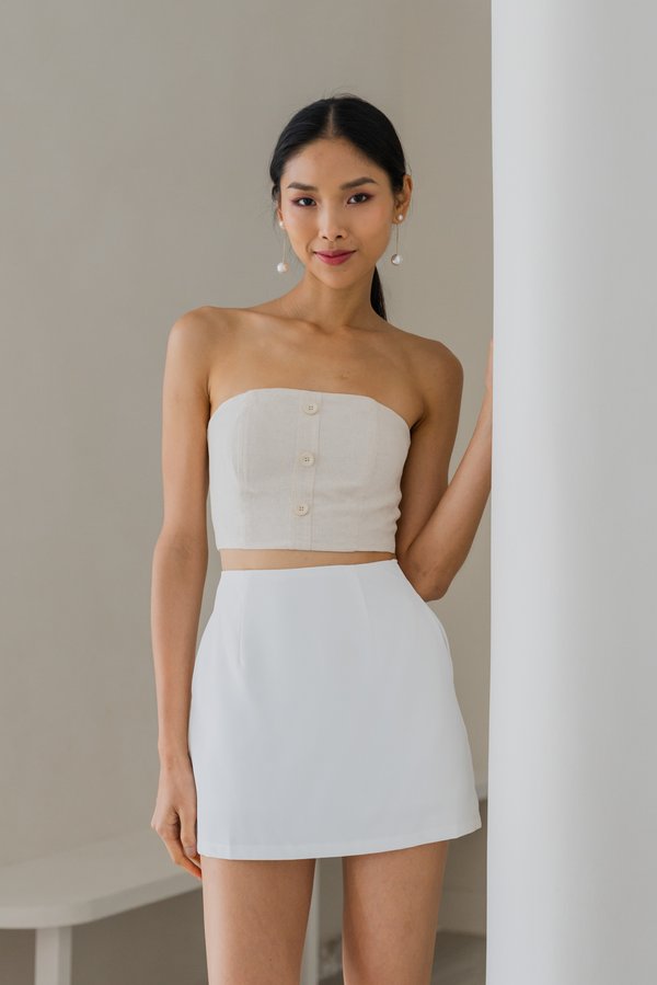 Hana Linen Padded Top (Cream) Hana Linen Padded Top (Cream)