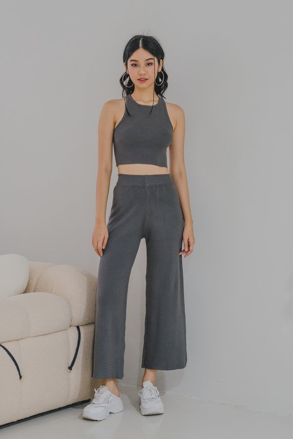 [PETITE] Fredona Knit 2Pcs Set (Charcoal Grey)