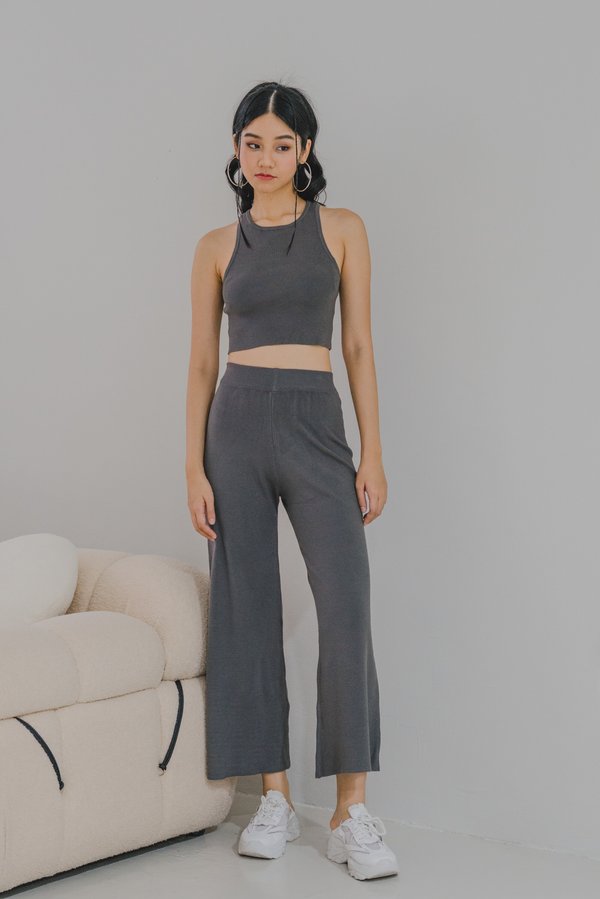 [PETITE] Fredona Knit 2Pcs Set (Charcoal Grey)