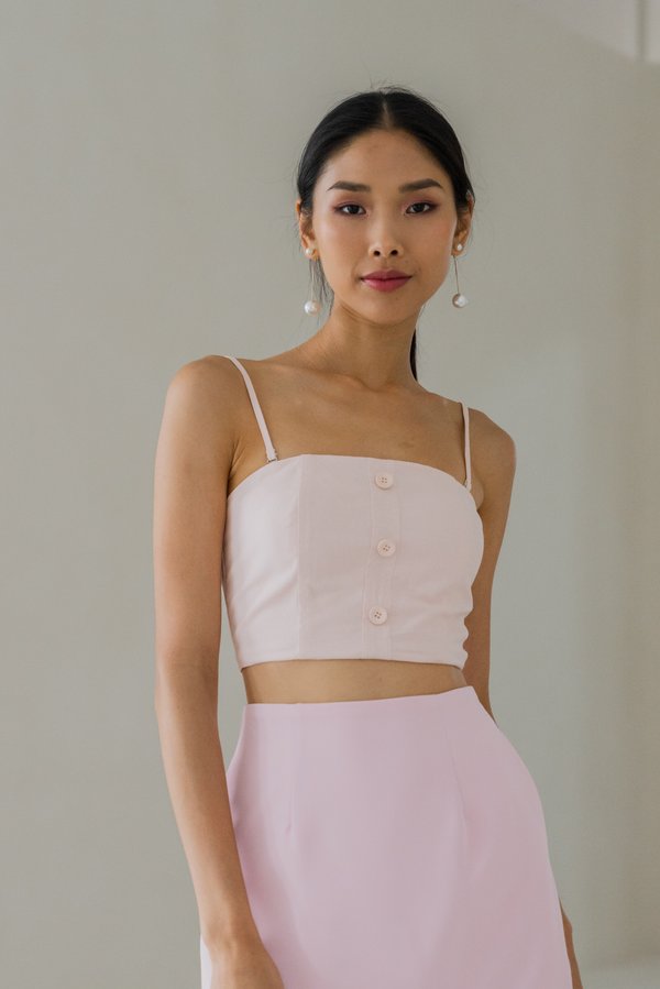 Hana Linen Padded Top (Baby Pink) Hana Linen Padded Top (Baby Pink)