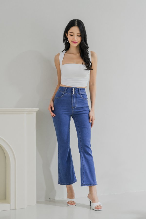 Hazel Buttons Bell Bottom Denim Jeans (Mid Wash) Hazel Buttons Bell Bottom Denim Jeans (Mid Wash)