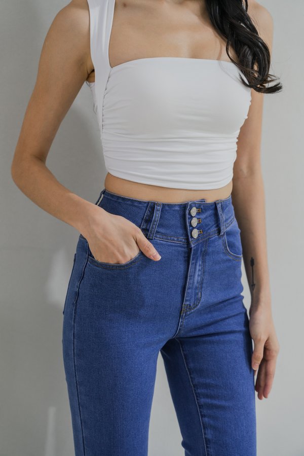 Hazel Buttons Bell Bottom Denim Jeans (Mid Wash) Hazel Buttons Bell Bottom Denim Jeans (Mid Wash)