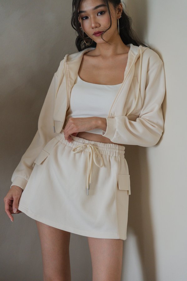 Axton Drawstring Cargo Skorts (Buttermilk)