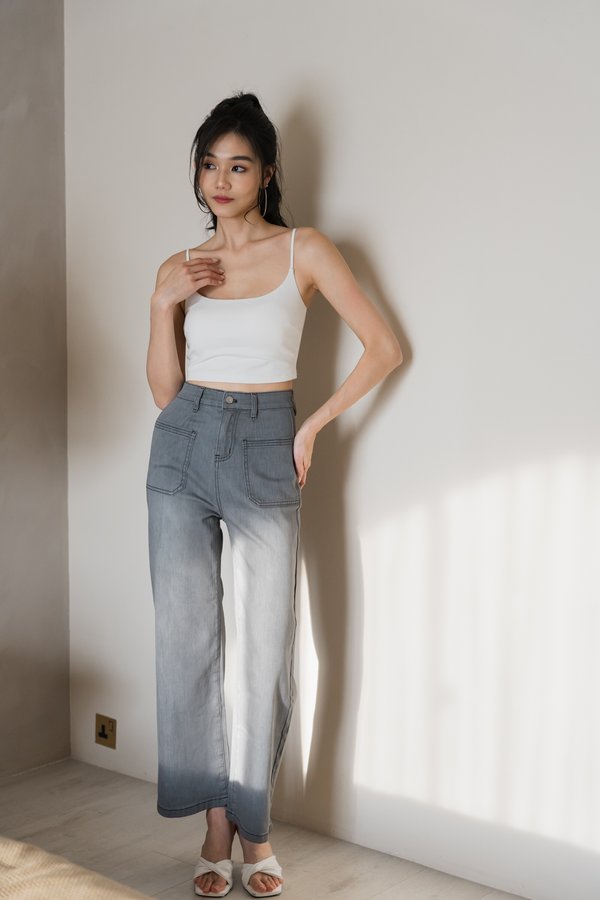 [REGULAR] Joelle Pocket Straight Cut Denim Jeans (Grey Wash)