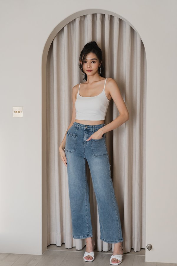 [REGULAR] Joelle Pocket Straight Cut Denim Jeans (Blue Wash)