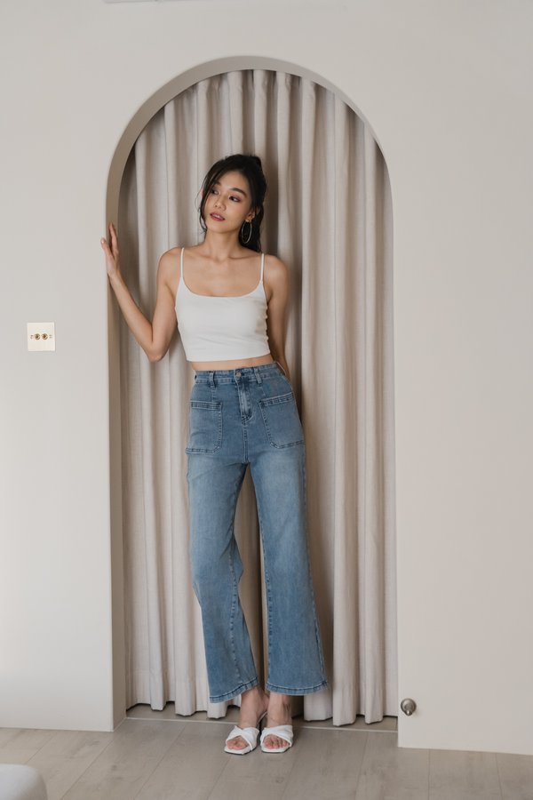 [REGULAR] Joelle Pocket Straight Cut Denim Jeans (Blue Wash)