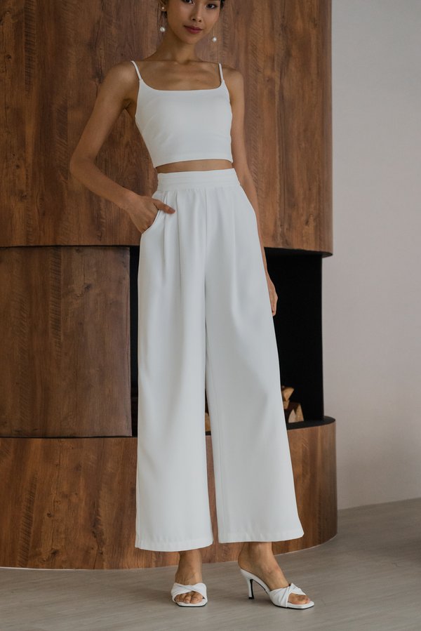 Karly Highwaist Pleated Pants (White)