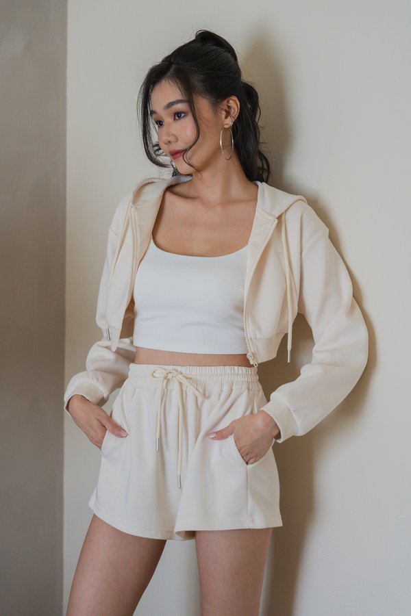 Axton Cropped Zipper Jacket (Buttermilk)