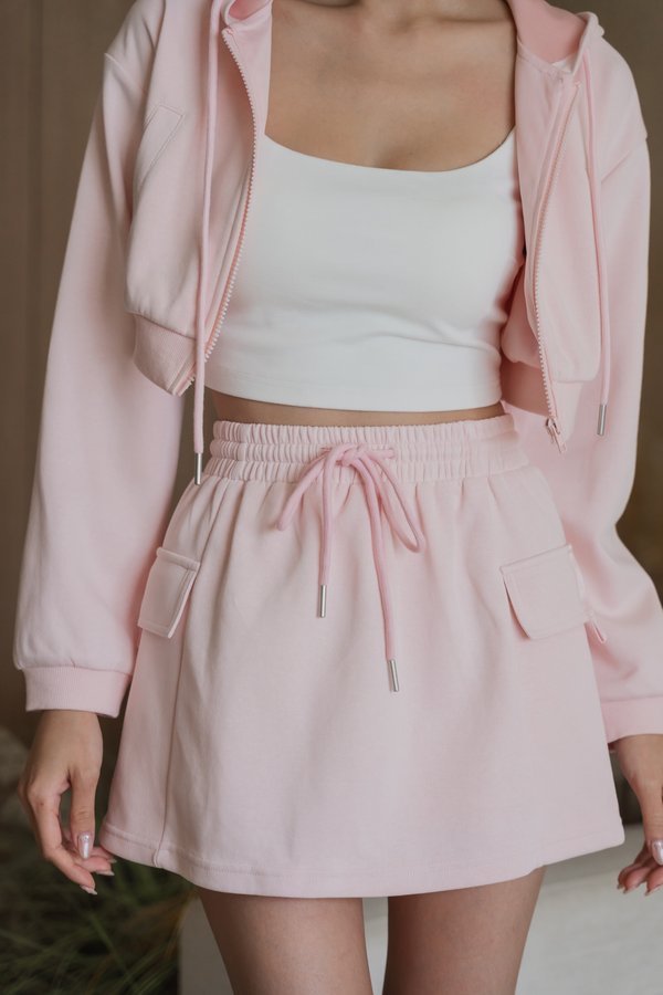 Axton Drawstring Cargo Skorts (Baby Pink)