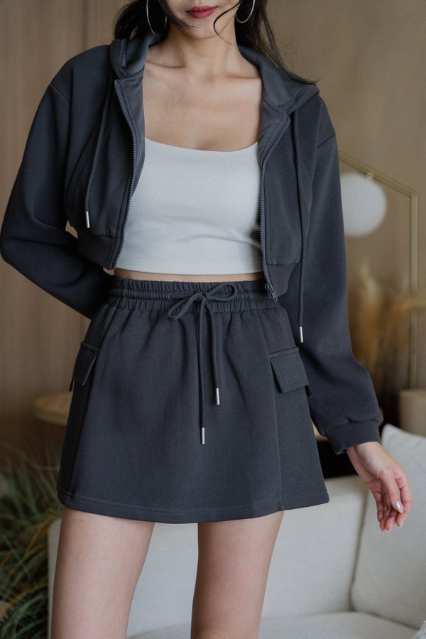 Axton Drawstring Cargo Skorts (Gunmetal)