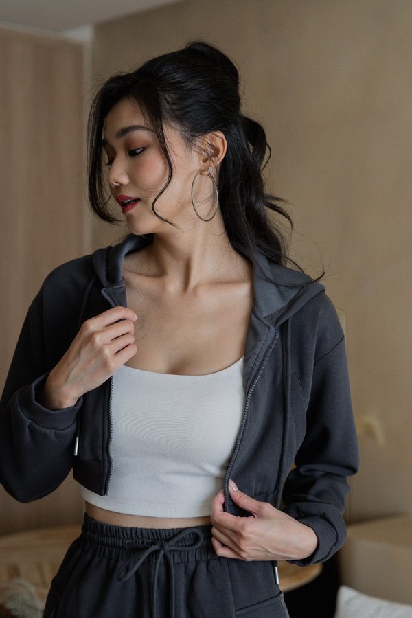 Axton Cropped Zipper Jacket (Gunmetal)