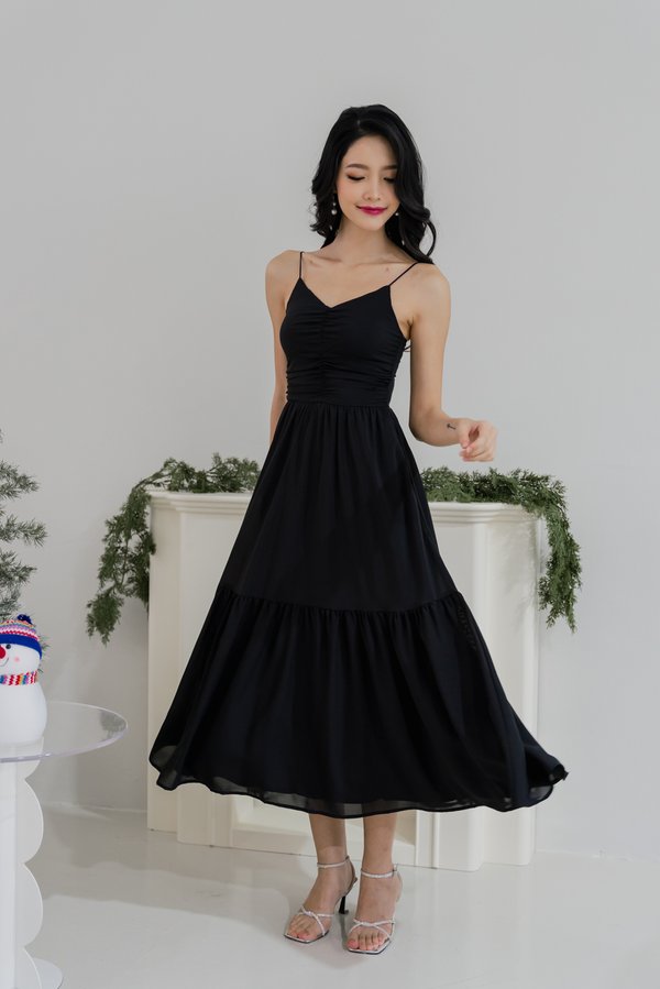 Adeline V Neck Dress (Black)