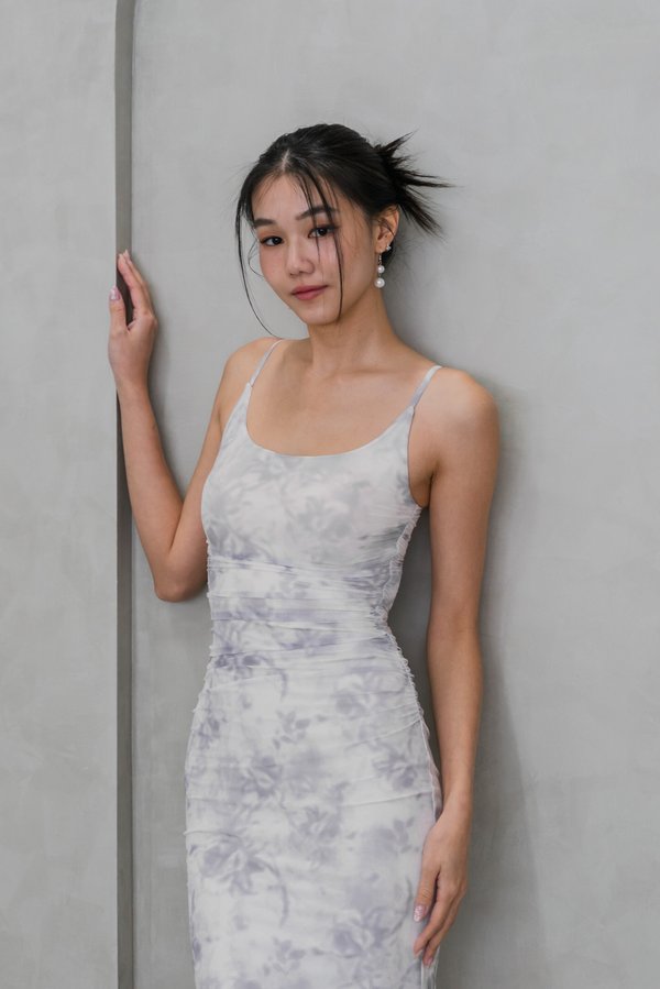 Carey Scoop Neck Mesh Padded Dress (Ash Lily)