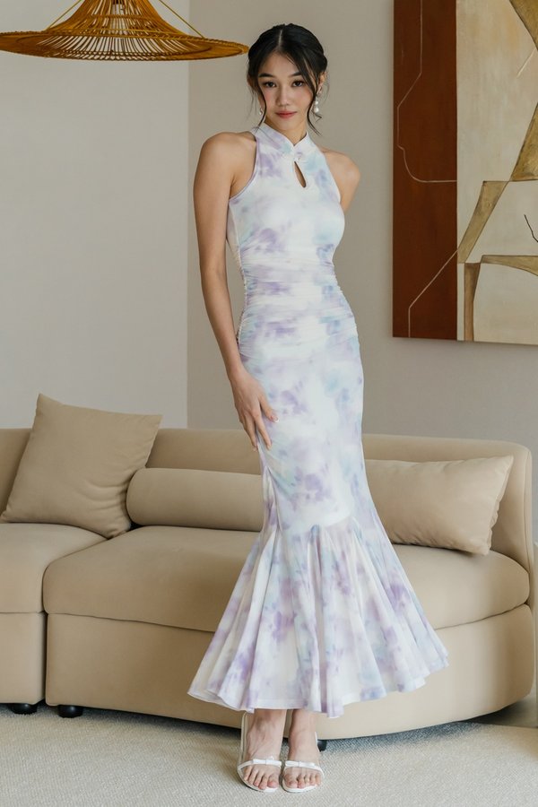 Yu Padded Watercolour Mermaid Qipao (Lilac Ocean) Yu Padded Watercolour Mermaid Qipao (Lilac Ocean)