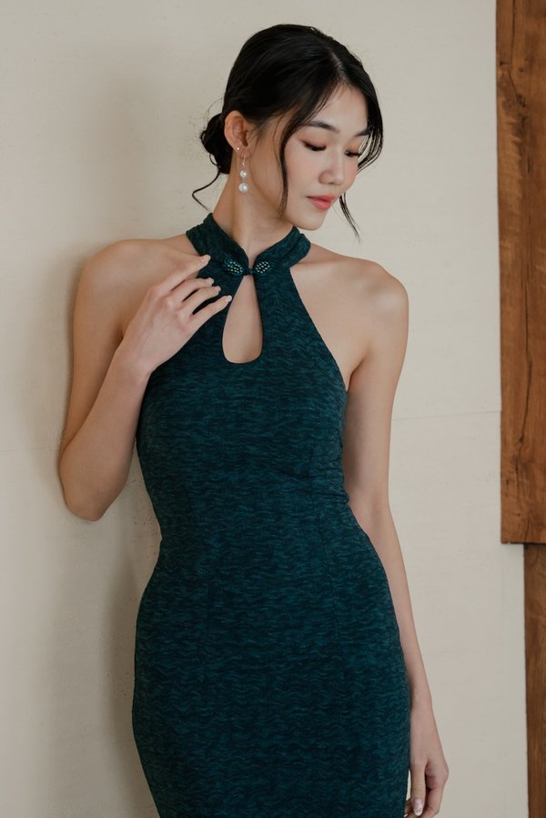 Chun Padded Textured Qipao V2 (Forest Green)