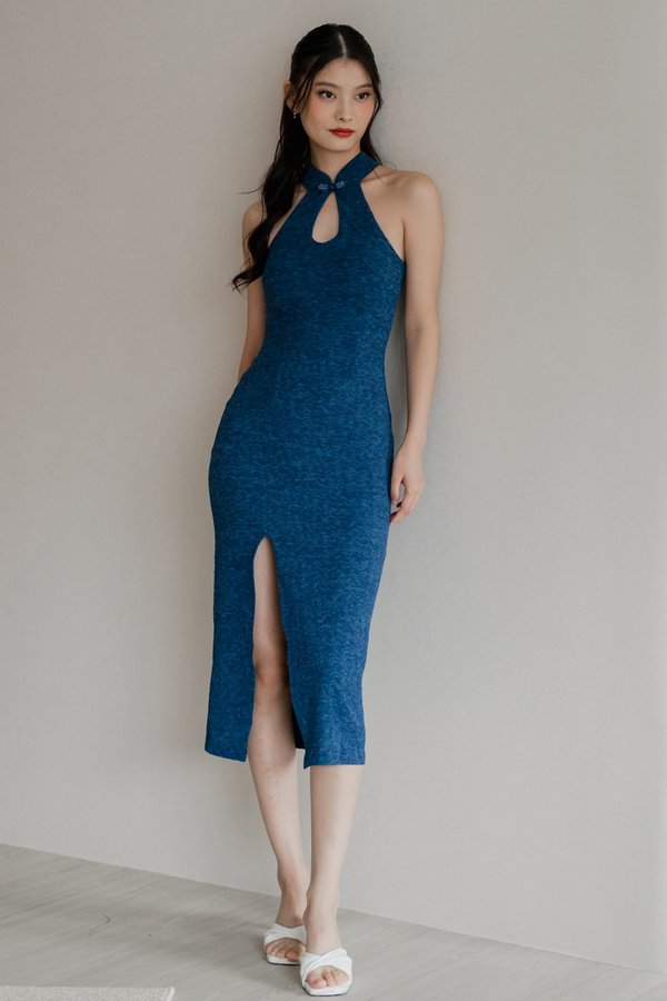 Chun Padded Textured Qipao V2 (Prussian Blue)