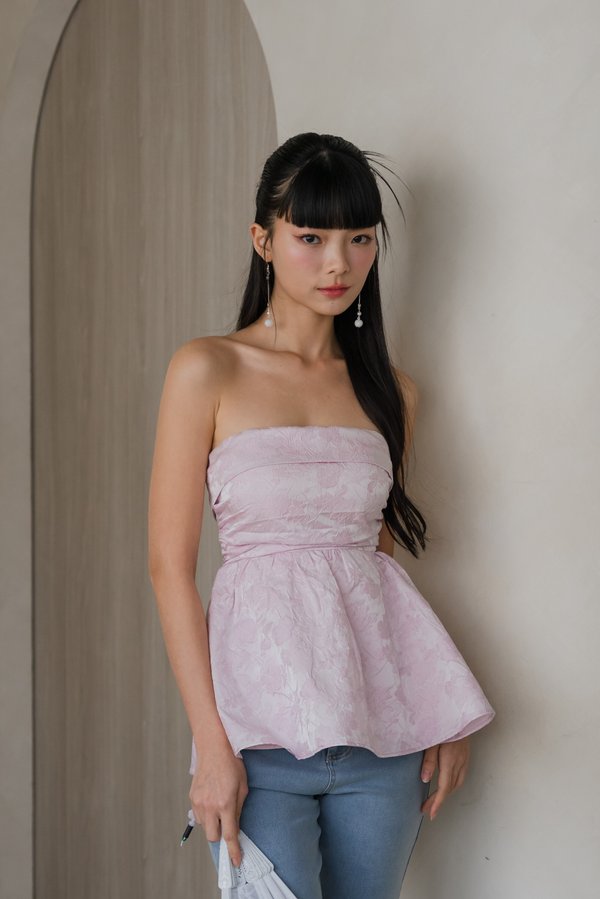 Bei Embroidered Peplum Padded Top (Pink) Bei Embroidered Peplum Padded Top (Pink)