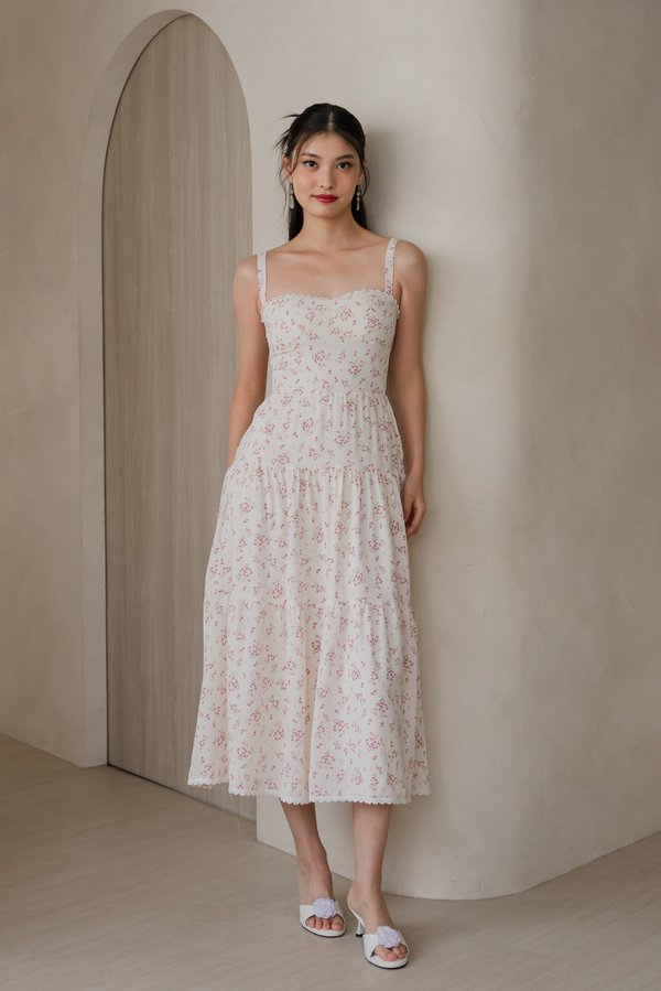 Selene Vintage Lace Dress (Pink Floral)