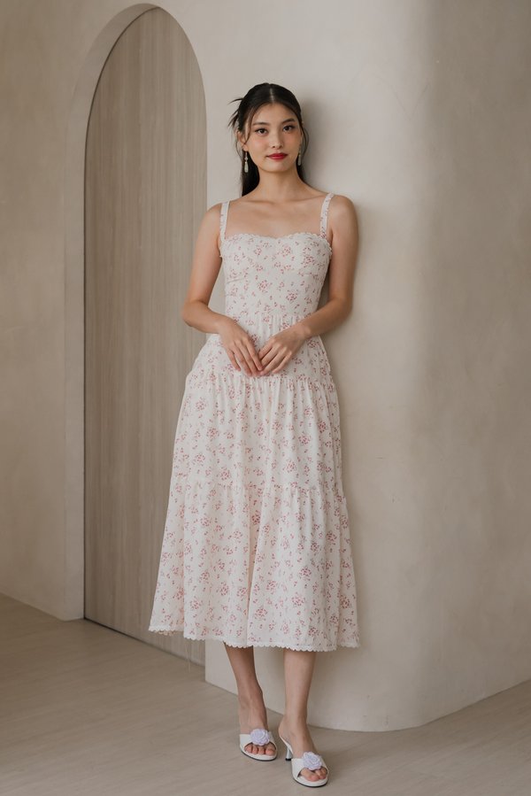 Selene Vintage Lace Dress (Pink Floral)