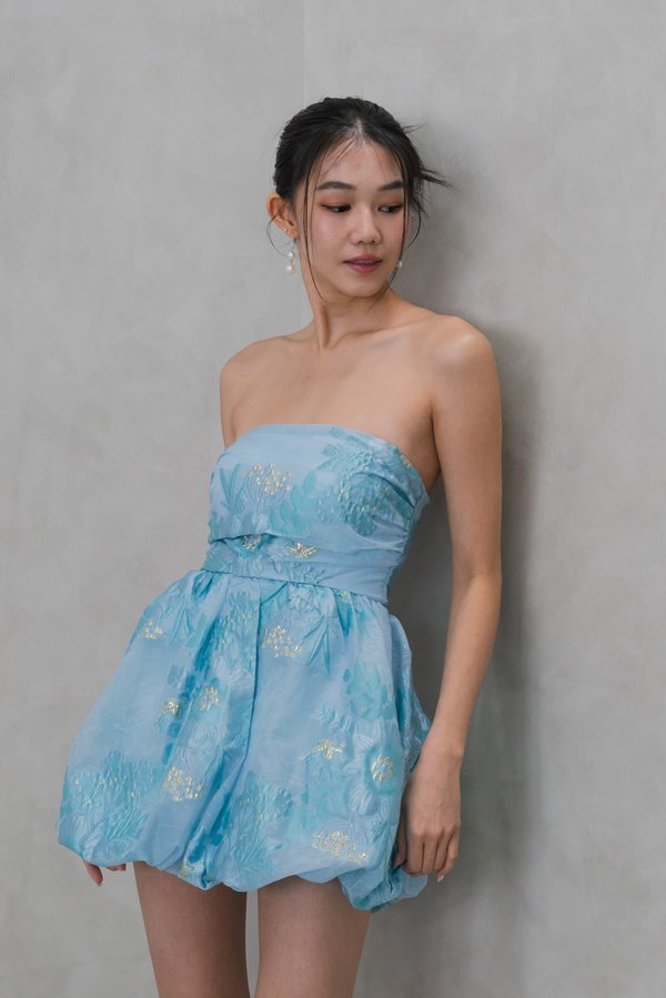 Orla Bubble Padded Romper Dress (Blue)