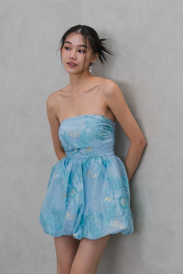 Orla Bubble Padded Romper Dress (Blue)