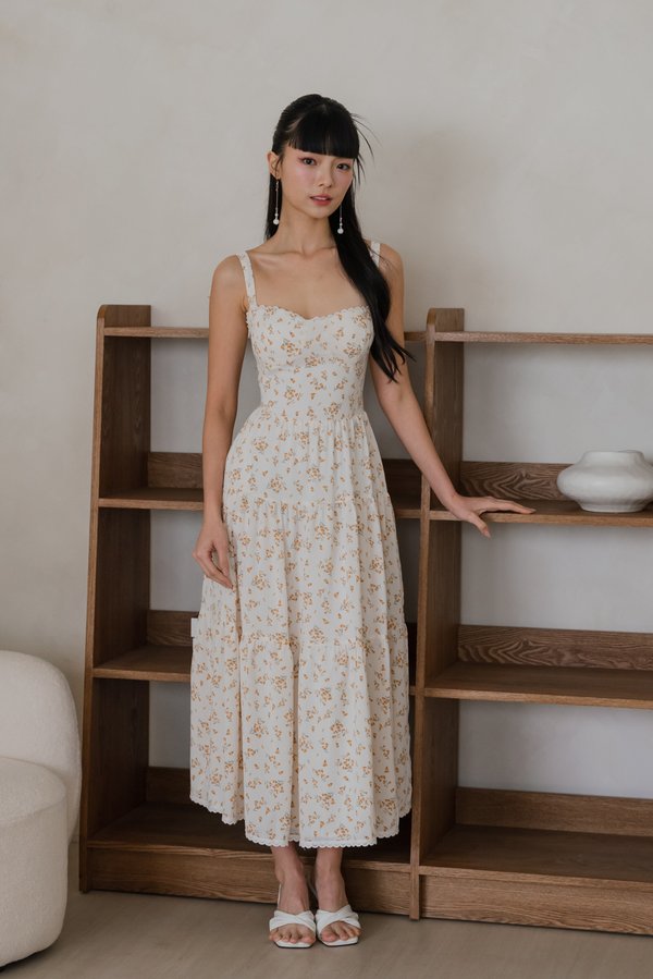 Selene Vintage Lace Dress (Yellow Floral)