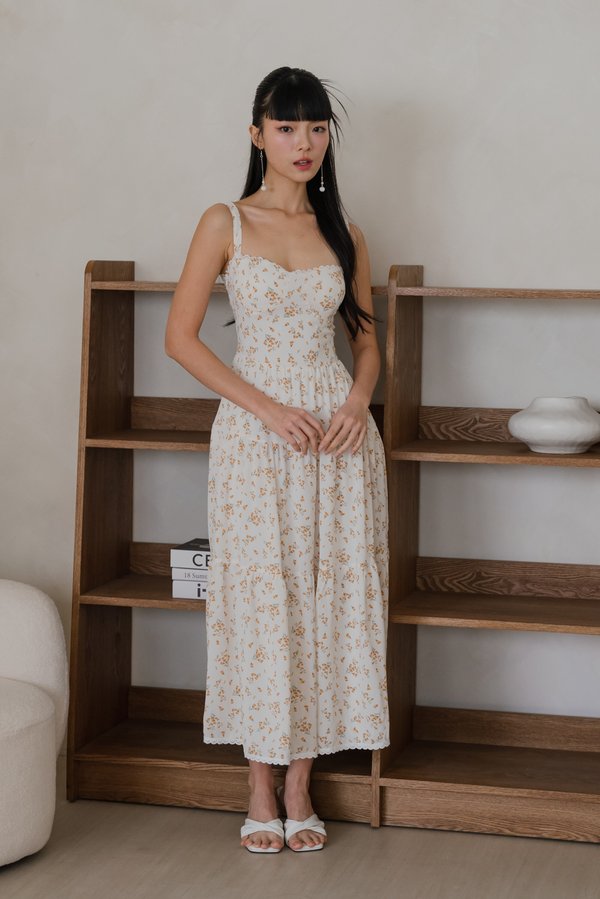 Selene Vintage Lace Dress (Yellow Floral)