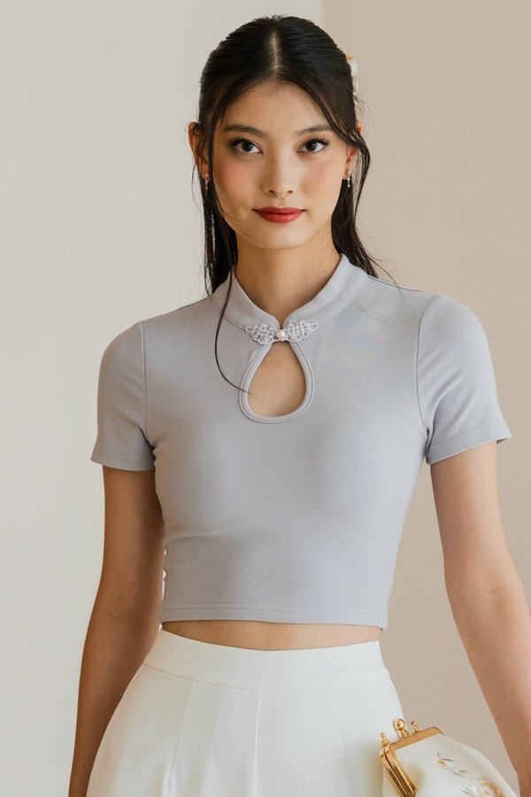 *Lite* Xiu Padded Qipao Top (Lilac Grey)