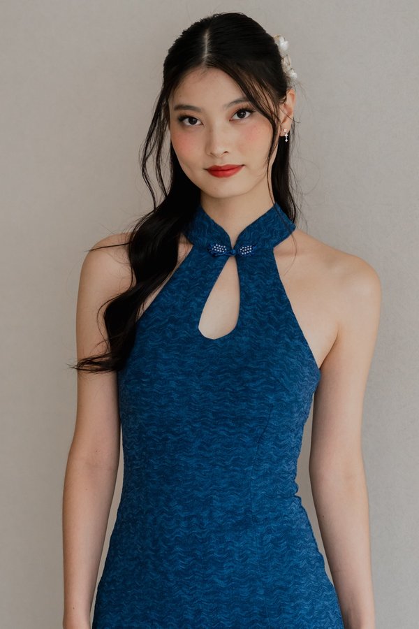 Chun Padded Textured Qipao V2 (Prussian Blue)