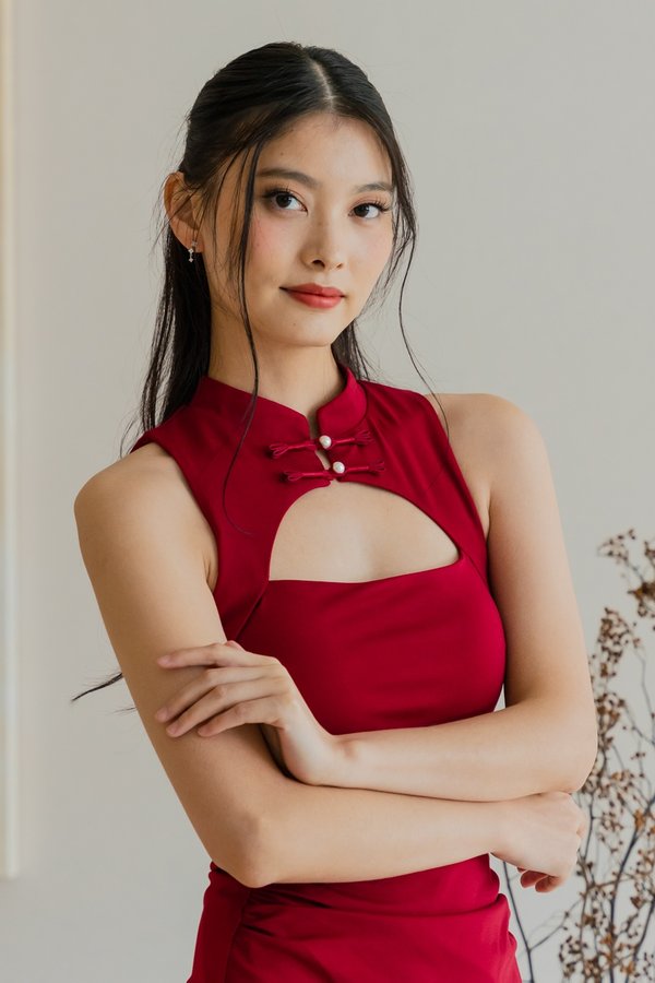 *Luxe* Gui Padded Cutout Qipao Dress (Red) *Luxe* Gui Padded Cutout Qipao Dress (Red)