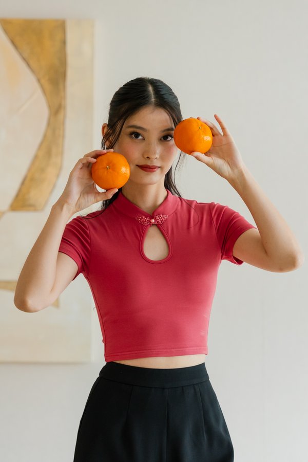 *Lite* Xiu Padded Qipao Top (Salmon Pink)