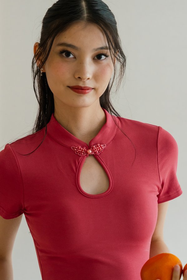 *Lite* Xiu Padded Qipao Top (Salmon Pink)