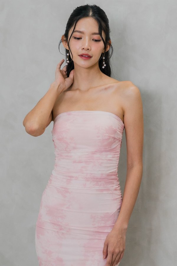 Mistee Mesh Tube Padded Dress (Pink Tulip)